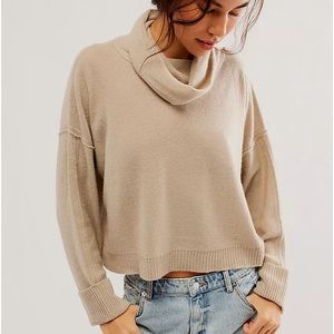 New Free People Oliver M Beige Moonstruck Cashmere Super Soft Turtleneck Sweater